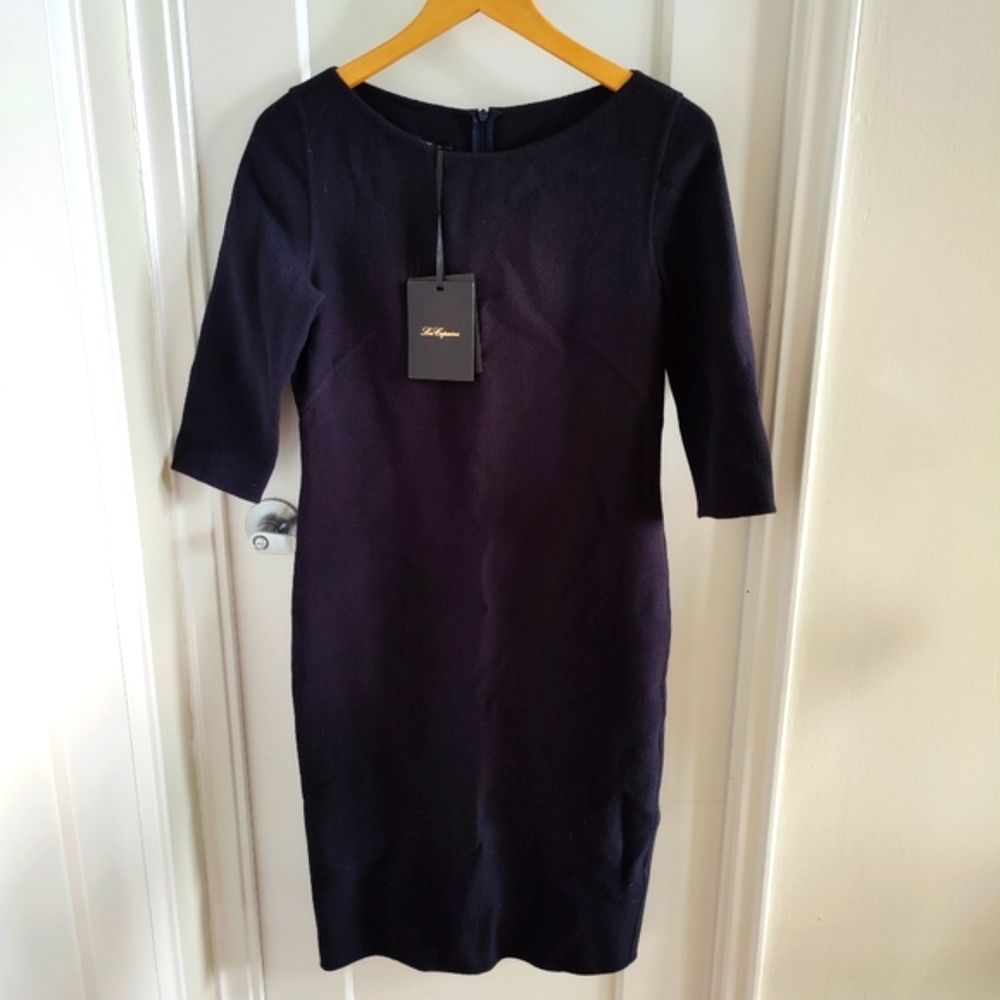 Navy Blue Luxury Wool Dress